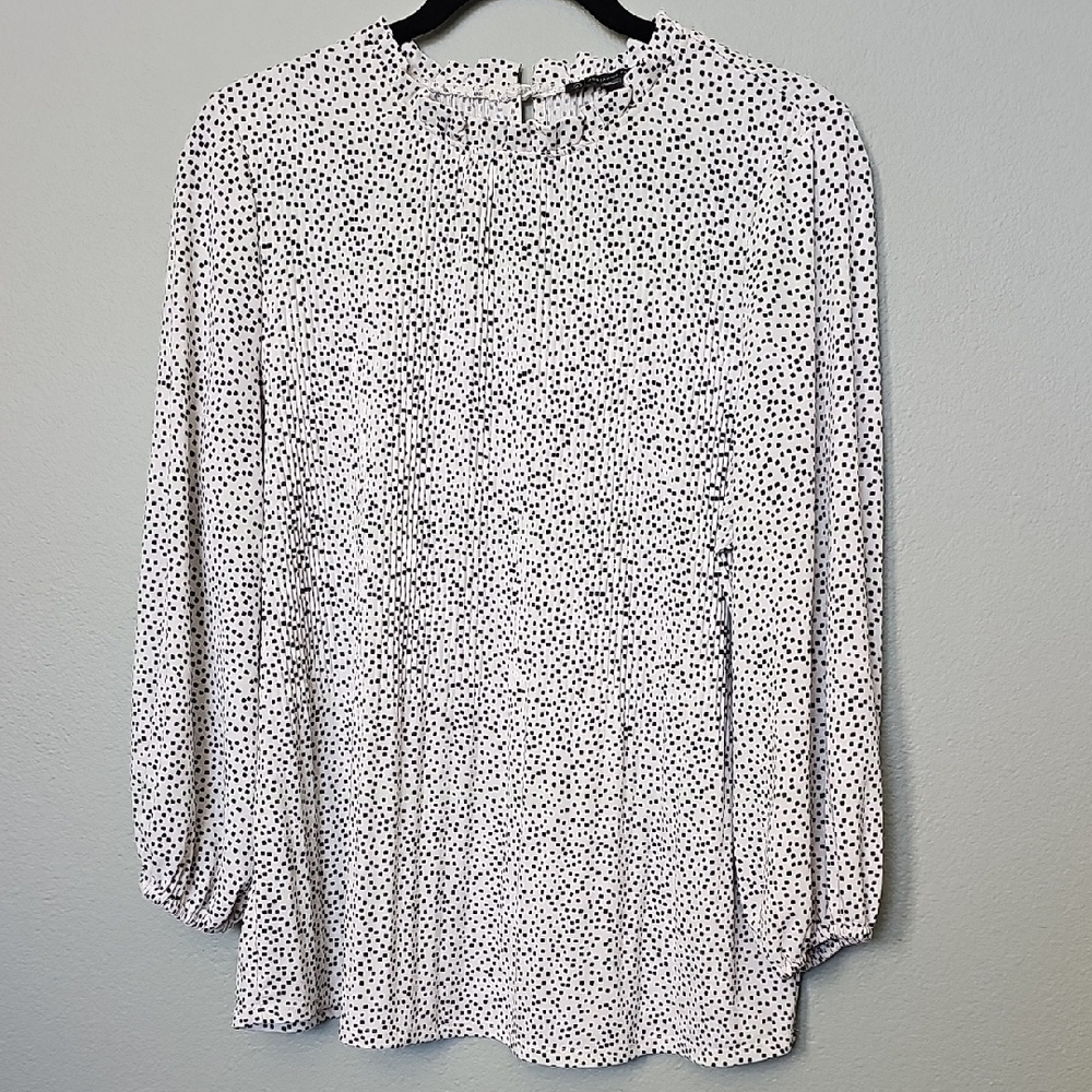 Adrianna Papell Large Polka Dot Blouse - Black and White